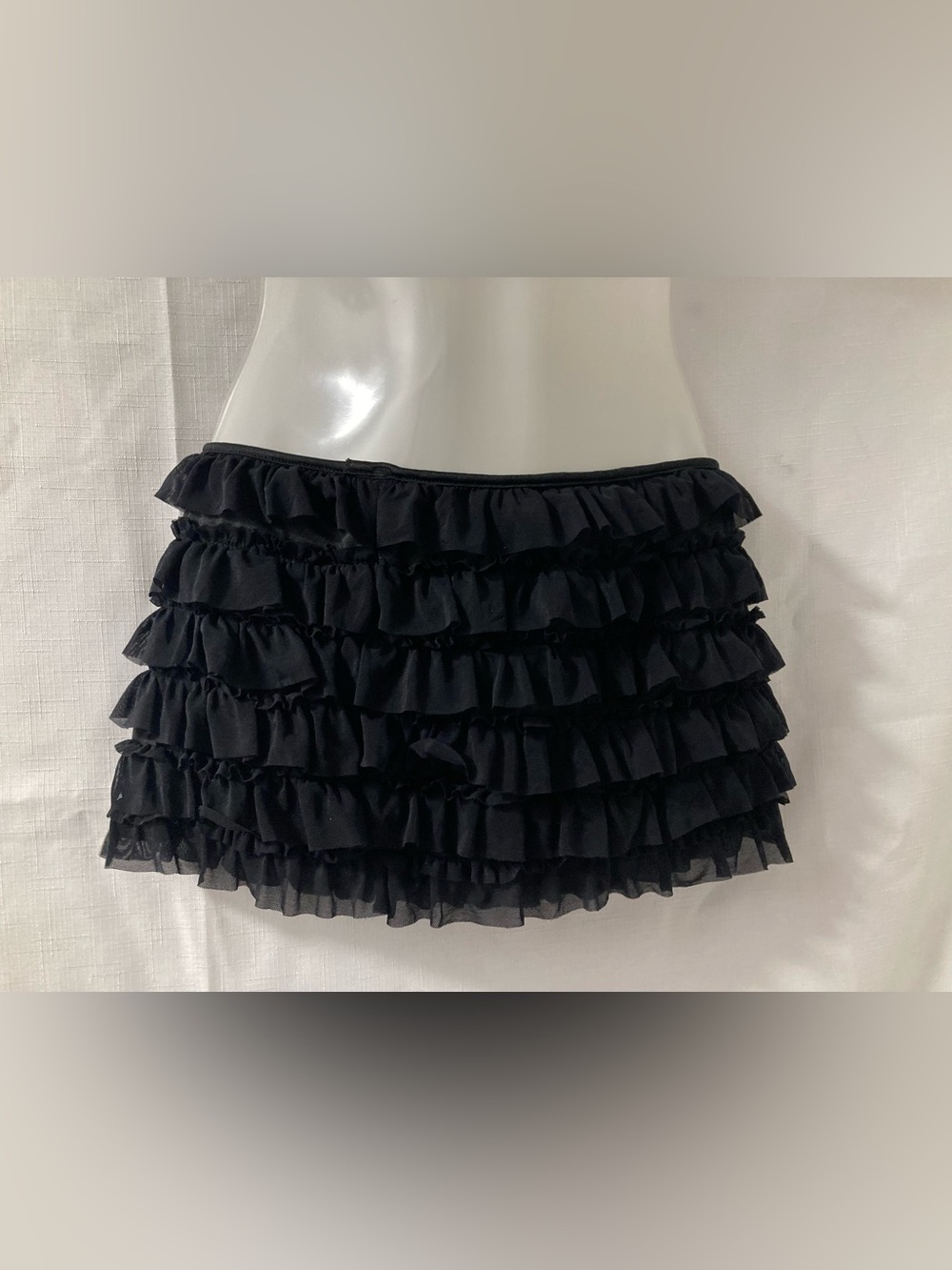 Coquette Black Ruffle Tiered Mini Skirt Women’s Small Gothic Y2K OS